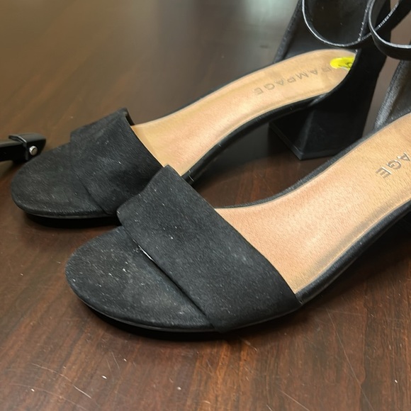 Rampage Black Faux Suede Block Heel Ankle Strap Open Toe Sandals Size 9 - Picture 8 of 13
